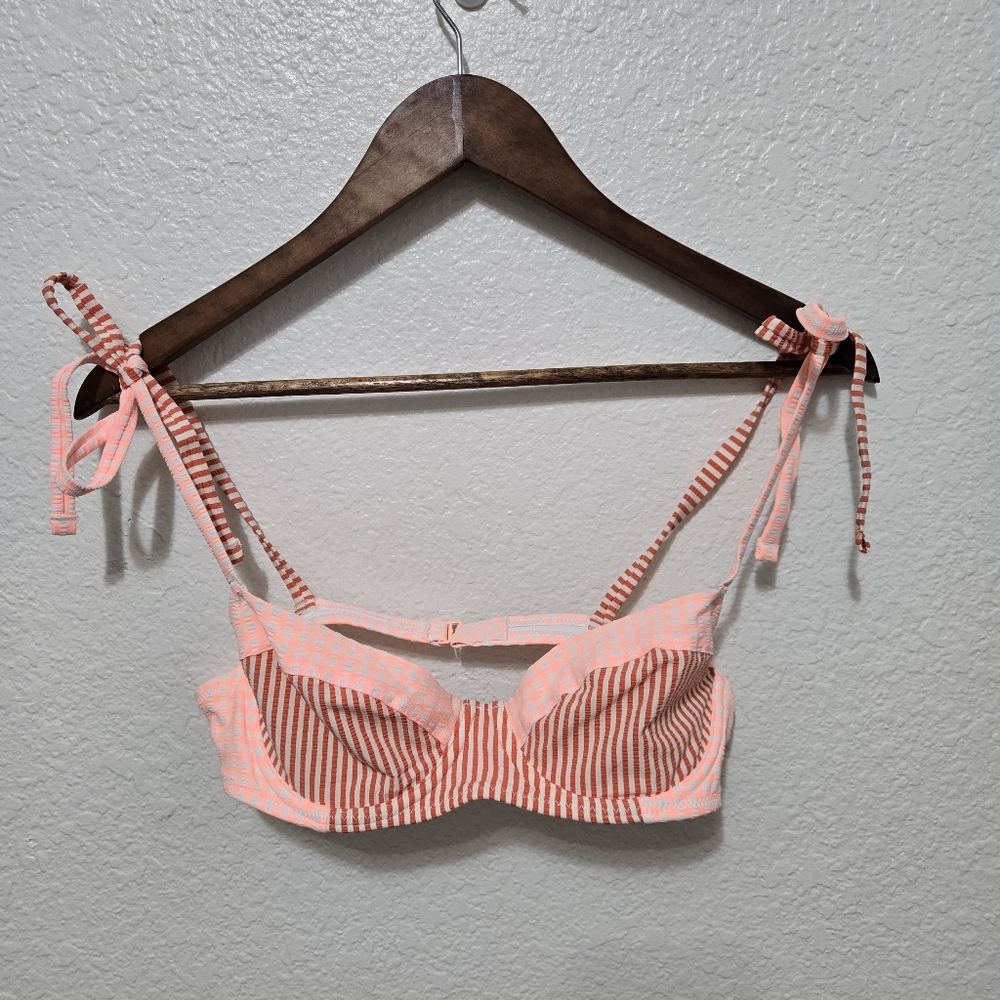 Aerie balconette swim suit top bikini orange pink stripe